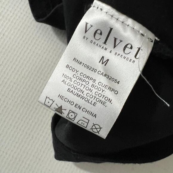 Velvet Graham & Spencer Anthropologie Puff Sleeve V Neck Black Dress Size Medium - Picture 8 of 8